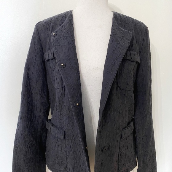 MARNI GIMAN SUMMER 2013 SILK BLEND CHARCOAL DARK GREY TEXTURED COLLARLESS BLAZER - Picture 5 of 10